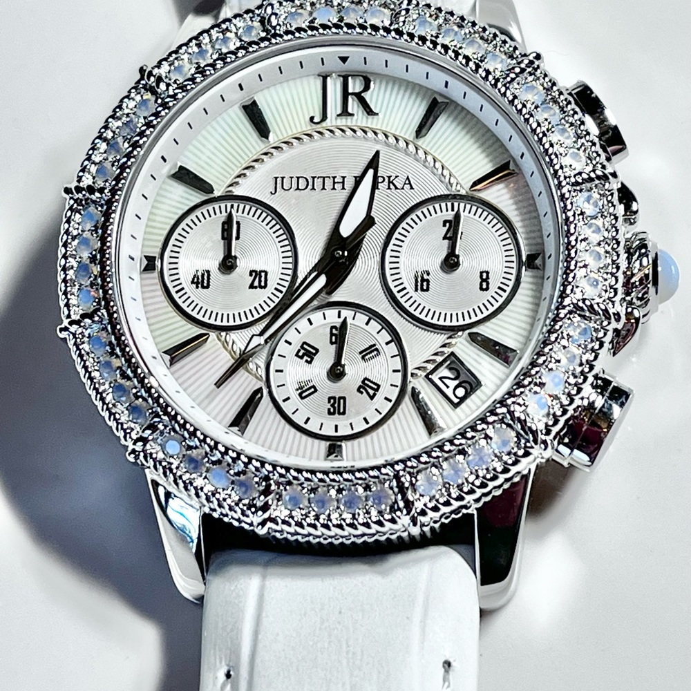 Judith Ripka Women’s Chronograph Watch Ticking And In Excellent Condition
